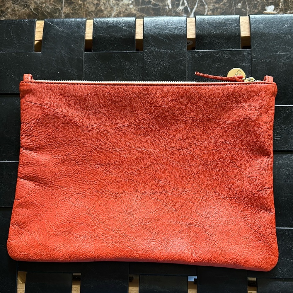 Clare V Leather Flat Clutch with Tab